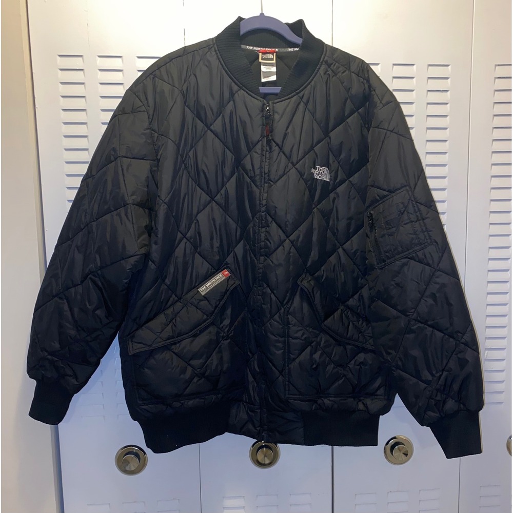 Vintage Y2K The North Face Quilted Bomber Jacket Black Mens Size 3XL XXXL Nylon
